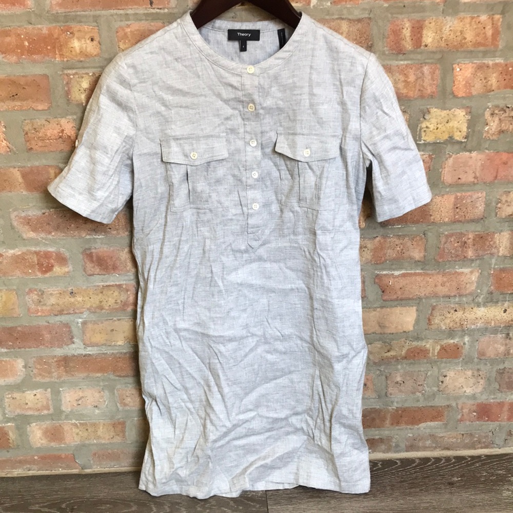 Theory Lina Dr  linen-blend shirt dress